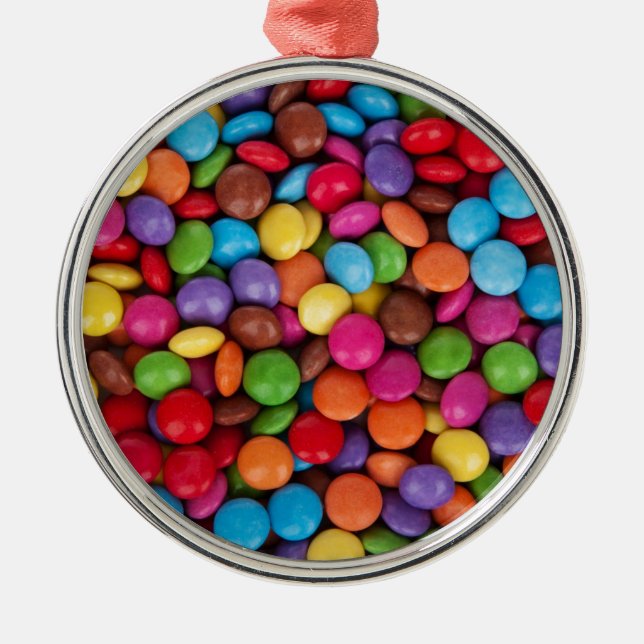 Chocolate candy rainbow colour metal ornament (Front)