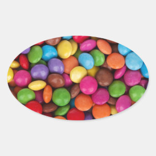 Chocolate candy rainbow colour oval sticker