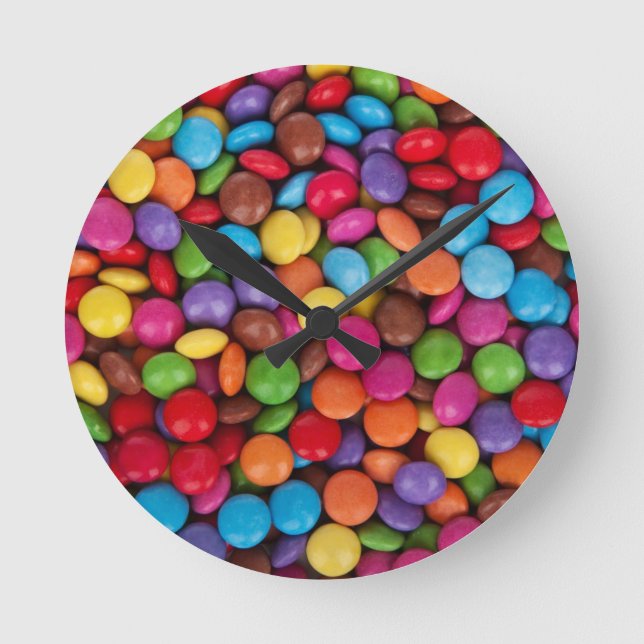 Chocolate candy rainbow colour round clock (Front)