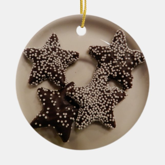Chocolate Candy STars Ceramic Ornament (Front)