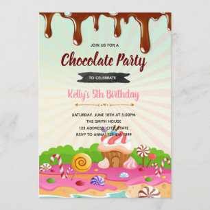 Chocolate candyland birthday invitation