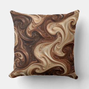 Chocolate Cappuccino Swirl Rich Textural Throw Pillow