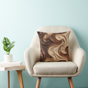 Chocolate Cappuccino Swirl Rich Textural Throw Pillow