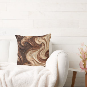 Chocolate Cappuccino Swirl Rich Textural Throw Pillow