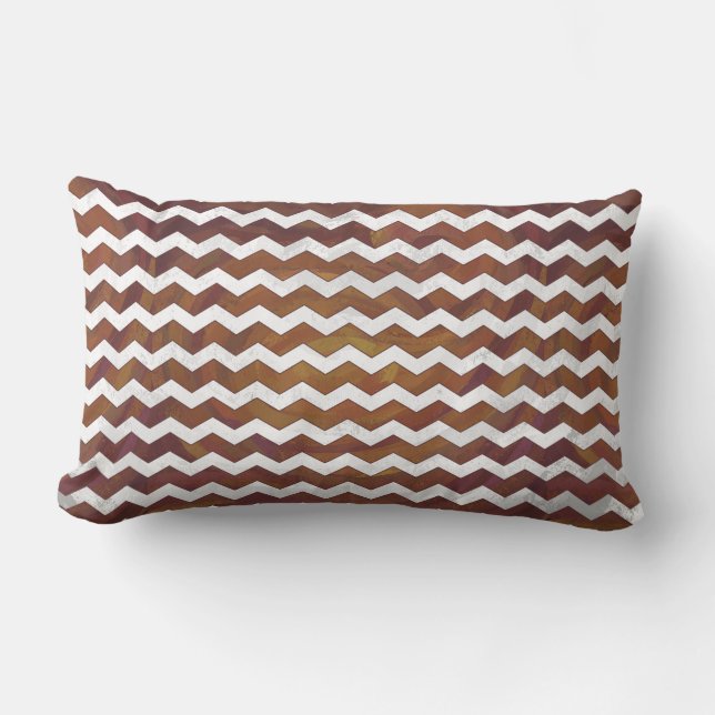 Chocolate Carmel Swirl Chevron Pattern Lumbar Pillow (Front)