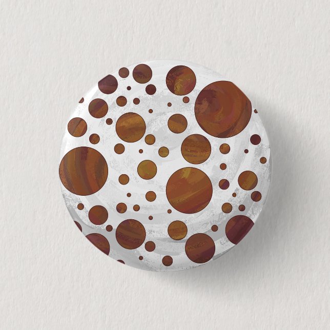 Chocolate Carmel Swirl Polka Dot 1 Inch Round Button (Front)