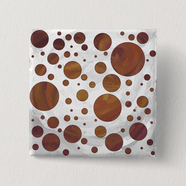 Chocolate Carmel Swirl Polka Dot 2 Inch Square Button (Front)
