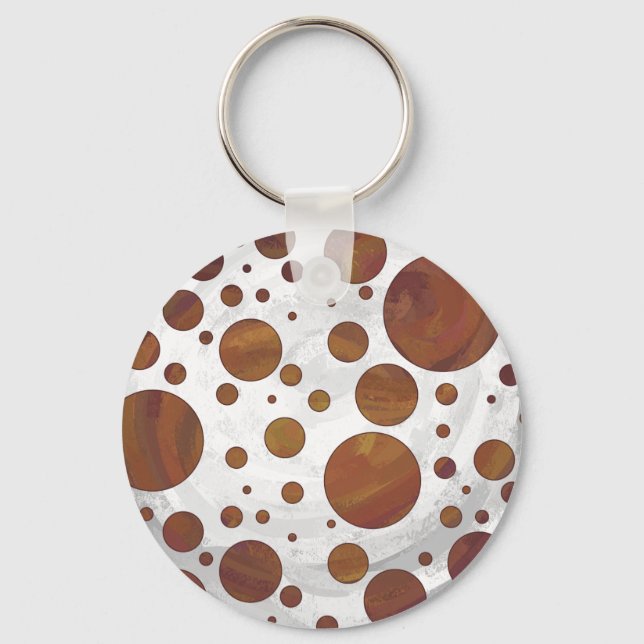 Chocolate Carmel Swirl Polka Dot Keychain (Front)