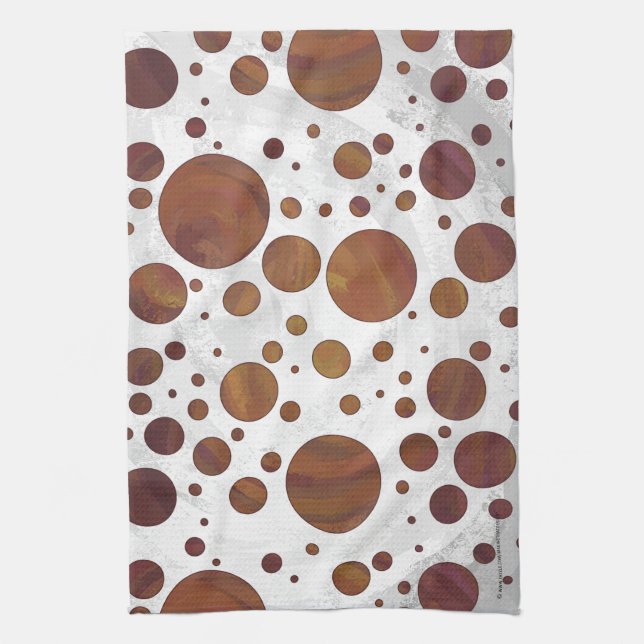 Chocolate Carmel Swirl Polka Dot Kitchen Towel (Vertical)