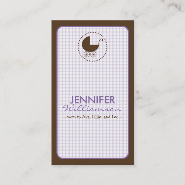 Chocolate Carriage Mommy Calling Card: lavender (Front)