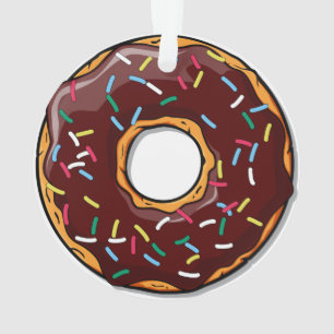 Chocolate Cartoon Doughnut with Sprinkles Ornament