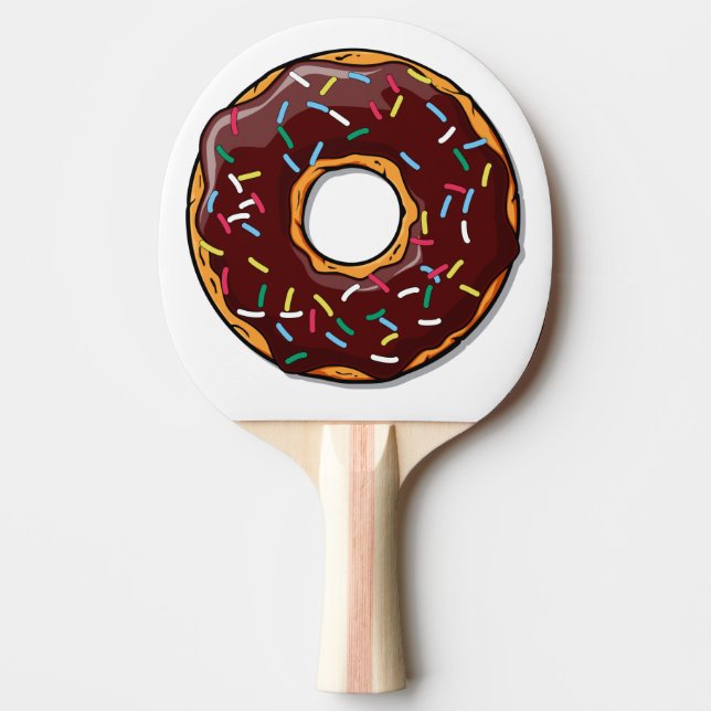 Chocolate Cartoon Doughnut with Sprinkles Ping Pong Paddle (Front)