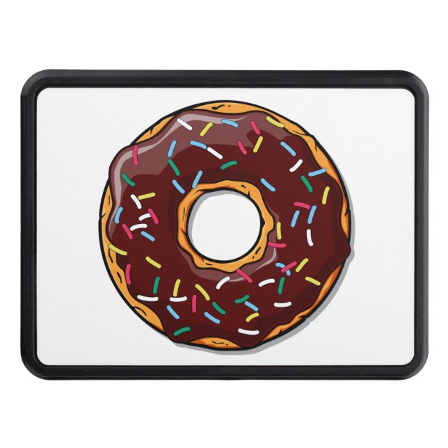 Chocolate Cartoon Doughnut with Sprinkles Trailer Hitch Cover (Front)