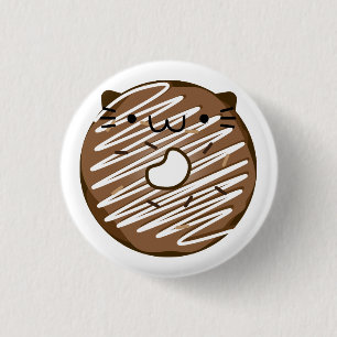 Chocolate Cat Doughnut Button
