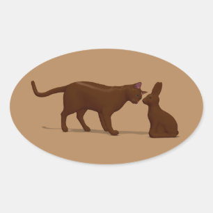 Chocolate Cat Oval Sticker