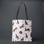 Chocolate Cats Tote Bag<br><div class="desc">This charming tote bag features a captivating chocolate brown cat silhouette pattern. The design is both elegant and adorable, making it a perfect accessory for cat lovers and those who appreciate subtle, stylish designs. It's a practical and fashionable way to carry your essentials while showcasing your love for feline friends....</div>