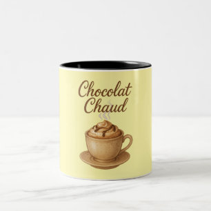 Chocolate Chaud Hot Chocolate Illustration Two-Tone Coffee Mug