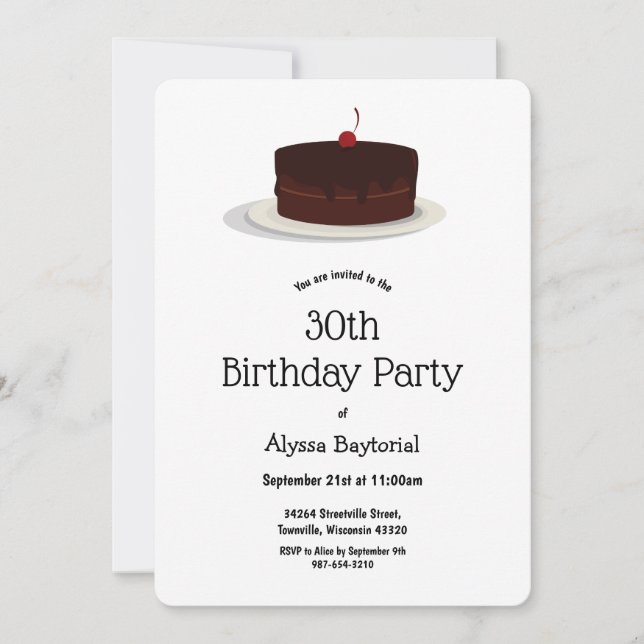 Chocolate Cherry Cake | Birthday Invitation (Front)