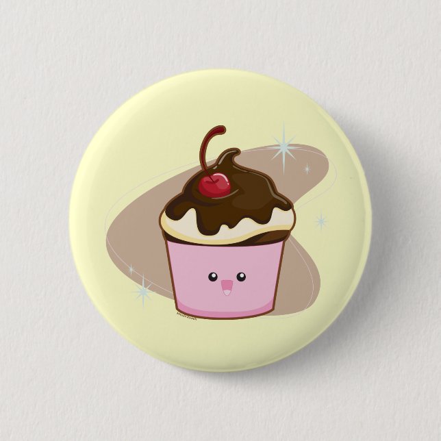 Chocolate Cherry Cupcake 2 Inch Round Button (Front)