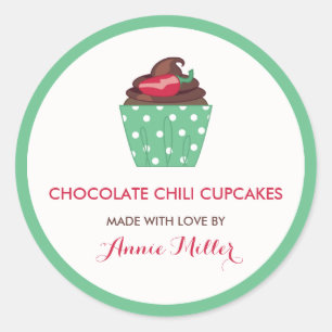 Chocolate Chili Cupcakes Homemade Baking Classic Round Sticker