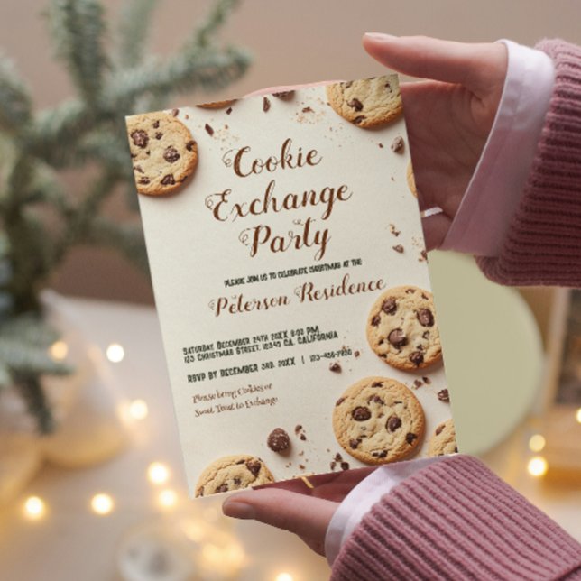 Chocolate Chip Beige Cookie Exchange Party Invitation (Creator Uploaded)