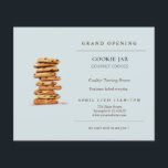 Chocolate chip cookie Bakery Grand Opening Flyer<br><div class="desc">Bakery Grand opening invitation featuring watercolor chocolate chip cookie tower on blue background.</div>