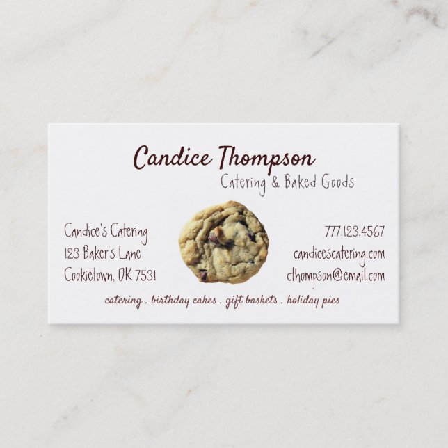 Chocolate Chip Cookie Baking Services Business Card (Front)