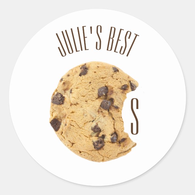Chocolate Chip Cookie Bite Classic Round Sticker (Front)