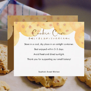 Chocolate Chip Cookie Care Instructions Watercolor Thank You Card