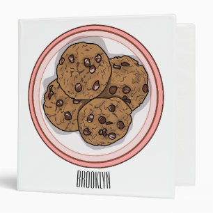 Chocolate chip cookie cartoon illustration  binder