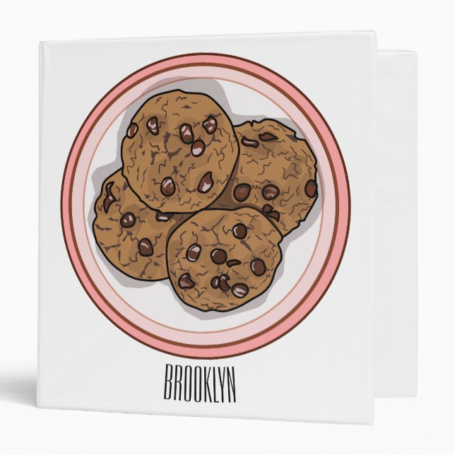 Chocolate chip cookie cartoon illustration  binder (Front/Inside)