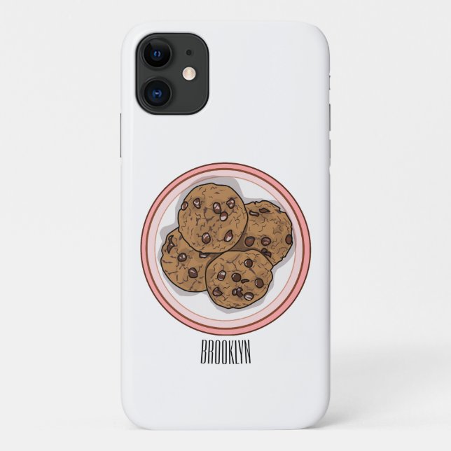 Chocolate chip cookie cartoon illustration  Case-Mate iPhone case (Back)