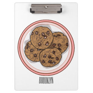 Chocolate chip cookie cartoon illustration clipboard