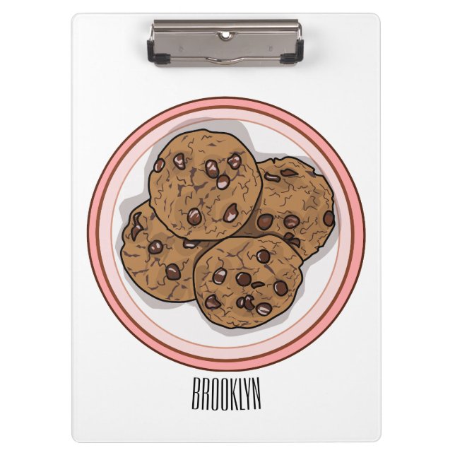 Chocolate chip cookie cartoon illustration clipboard (Front)