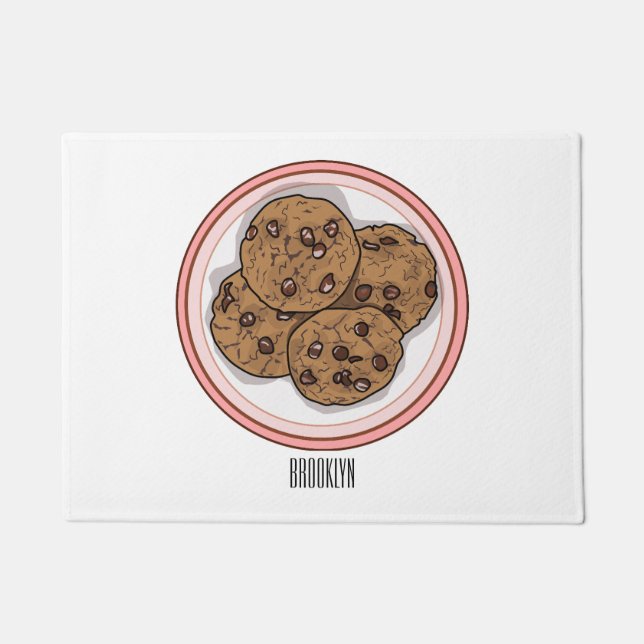 Chocolate chip cookie cartoon illustration  doormat (Front)