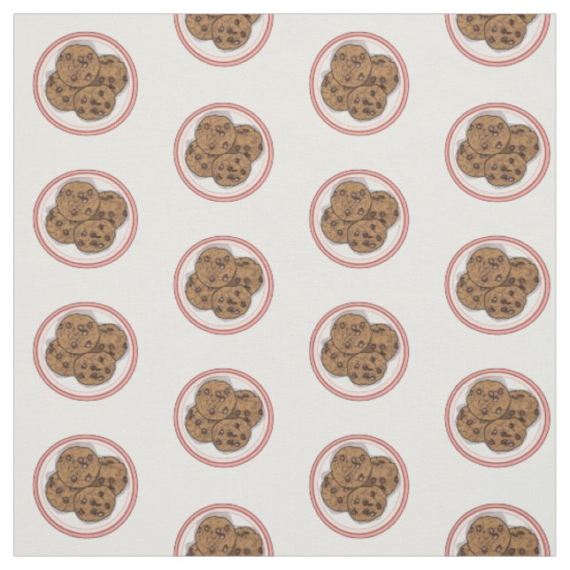 Chocolate chip cookie cartoon illustration fabric (Swatch)