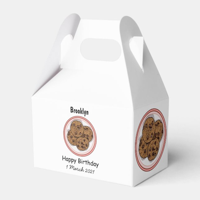 Chocolate chip cookie cartoon illustration  favor box (Front Side)