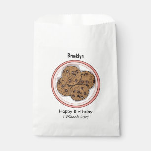 Chocolate chip cookie cartoon illustration favour bag