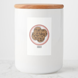 Chocolate chip cookie cartoon illustration food label