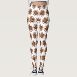 Chocolate chip cookie cartoon illustration  leggings