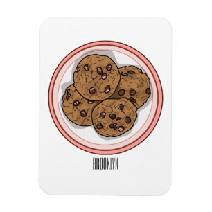 Chocolate chip cookie cartoon illustration magnet