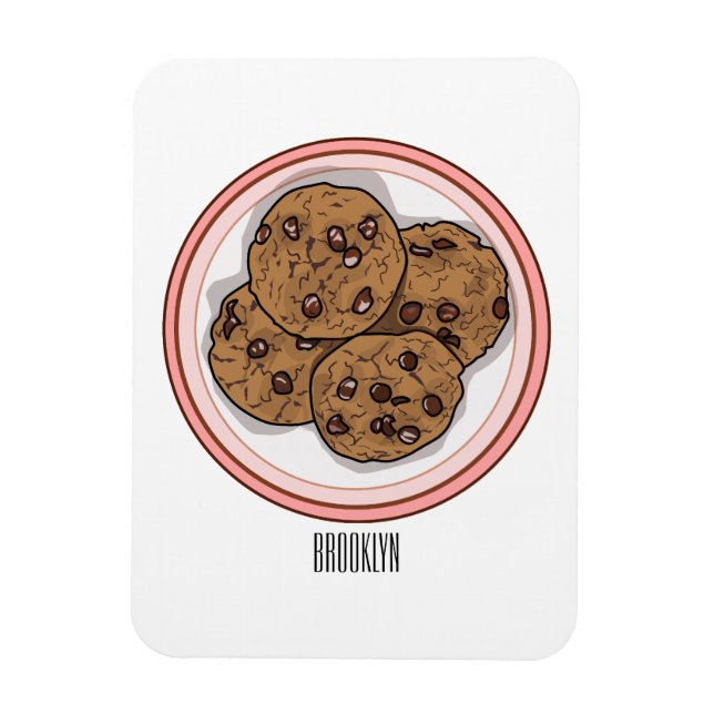 Chocolate chip cookie cartoon illustration  magnet (Vertical)
