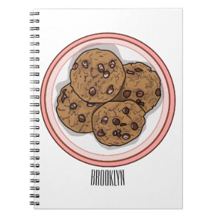 Chocolate chip cookie cartoon illustration notebook