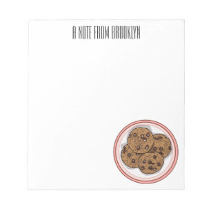 Chocolate chip cookie cartoon illustration notepad