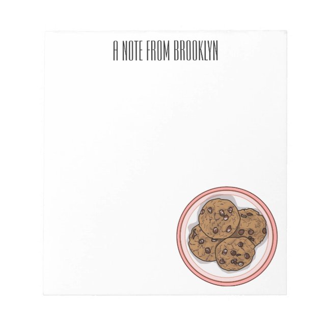 Chocolate chip cookie cartoon illustration  notepad (Front)