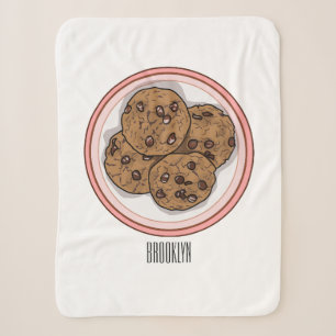 Chocolate chip cookie cartoon illustration sherpa blanket