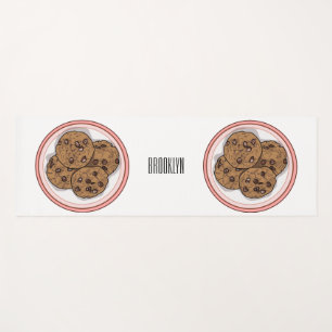 Chocolate chip cookie cartoon illustration yoga mat