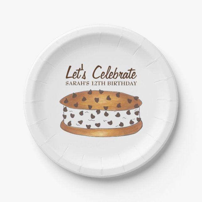 Chocolate Chip Cookie Chipwich Ice Cream Sandwich Paper Plate (Front)
