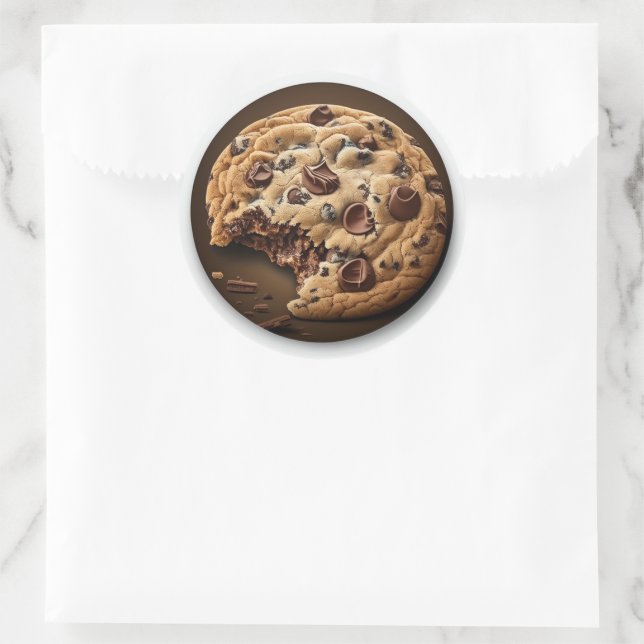 Chocolate chip cookie classic round sticker (Bag)