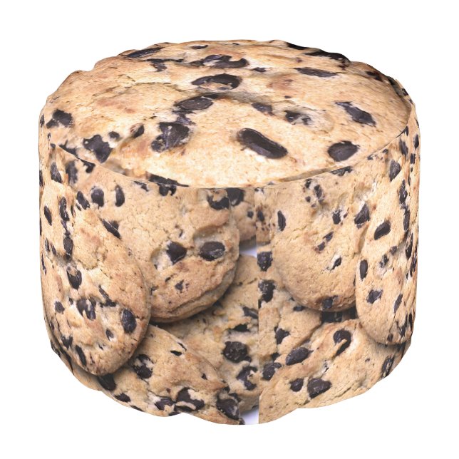 Chocolate Chip Cookie close-up Pouf (Angled Front)
